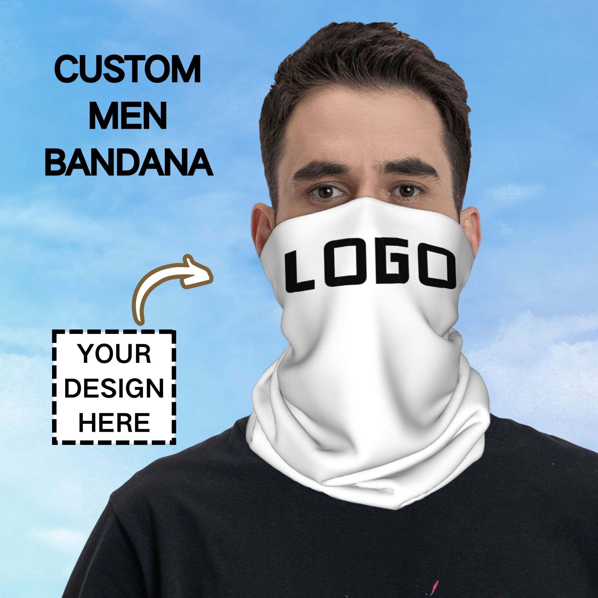 Neck Gaiter Face Cover - カスタム写真ロゴシームレスネックゲイターメンズスポーツバンダナ快適なソフトフェイスカバーDIYパーソナライズされた面白いアウトドアギフト