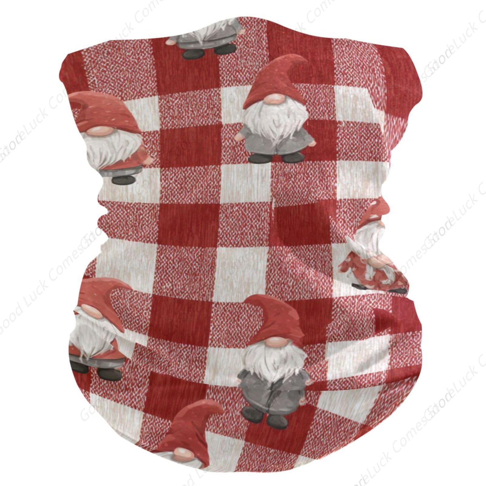Neck Gaiter Face Cover - ネックゲートル冷却バンダナフェイスマスクカバーマジックスカーフ日焼け防止用男性女性スポーツアウトドアレッドチェック柄かわいいノーム