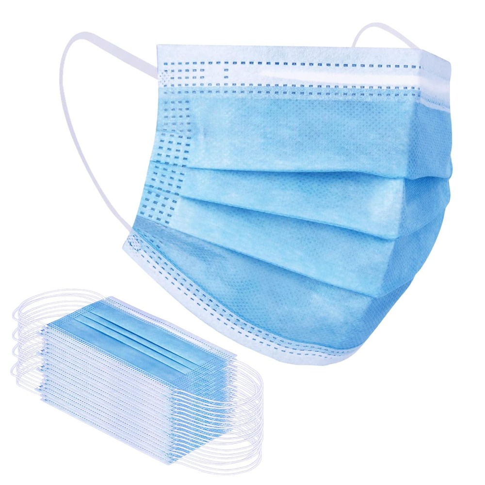 Disposable Mask Blue - 青色使い捨てフェイスマスク100枚入り 青色フェイスマスク3層保護マスク