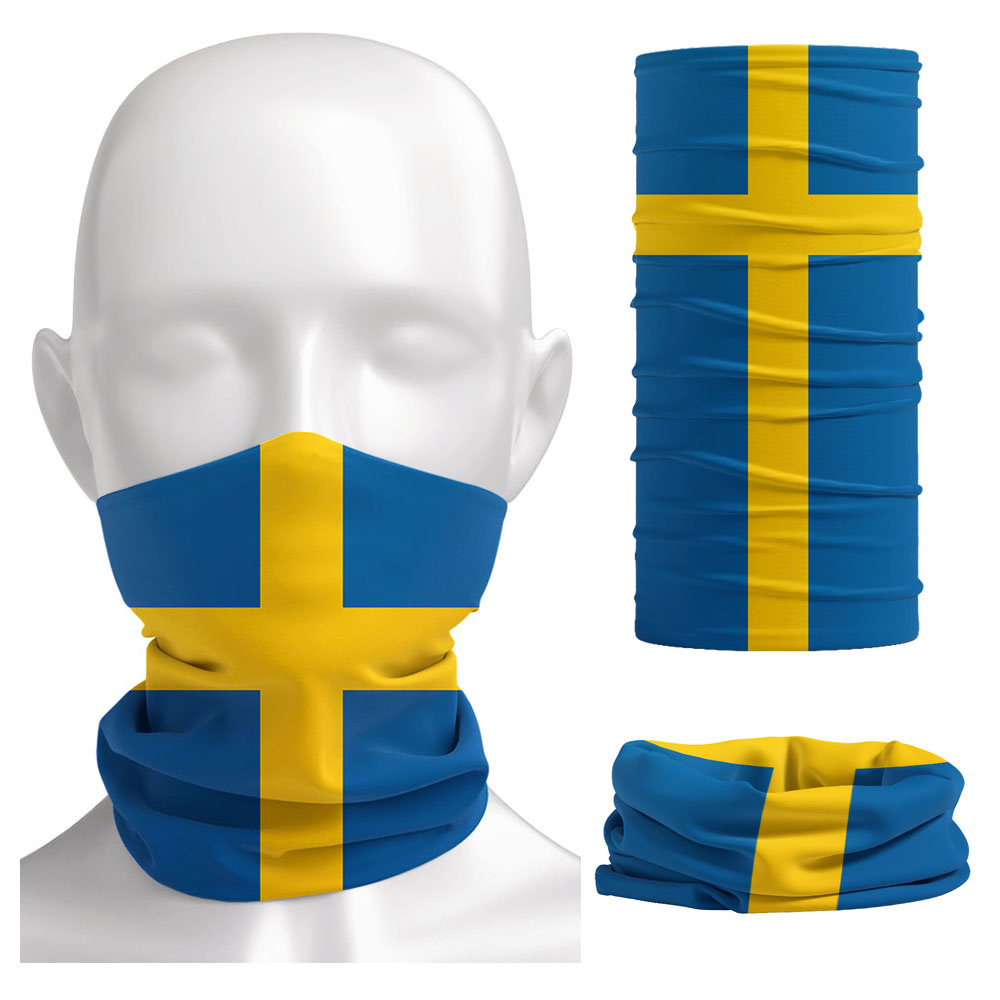 Neck Gaiter Face Cover - スウェーデン国旗プリントバンダナヘッドウェアライディングバラクラバスウェーデンネックゲイターユニセックスサイクリング防塵スカーフハイキングフェイスカバー