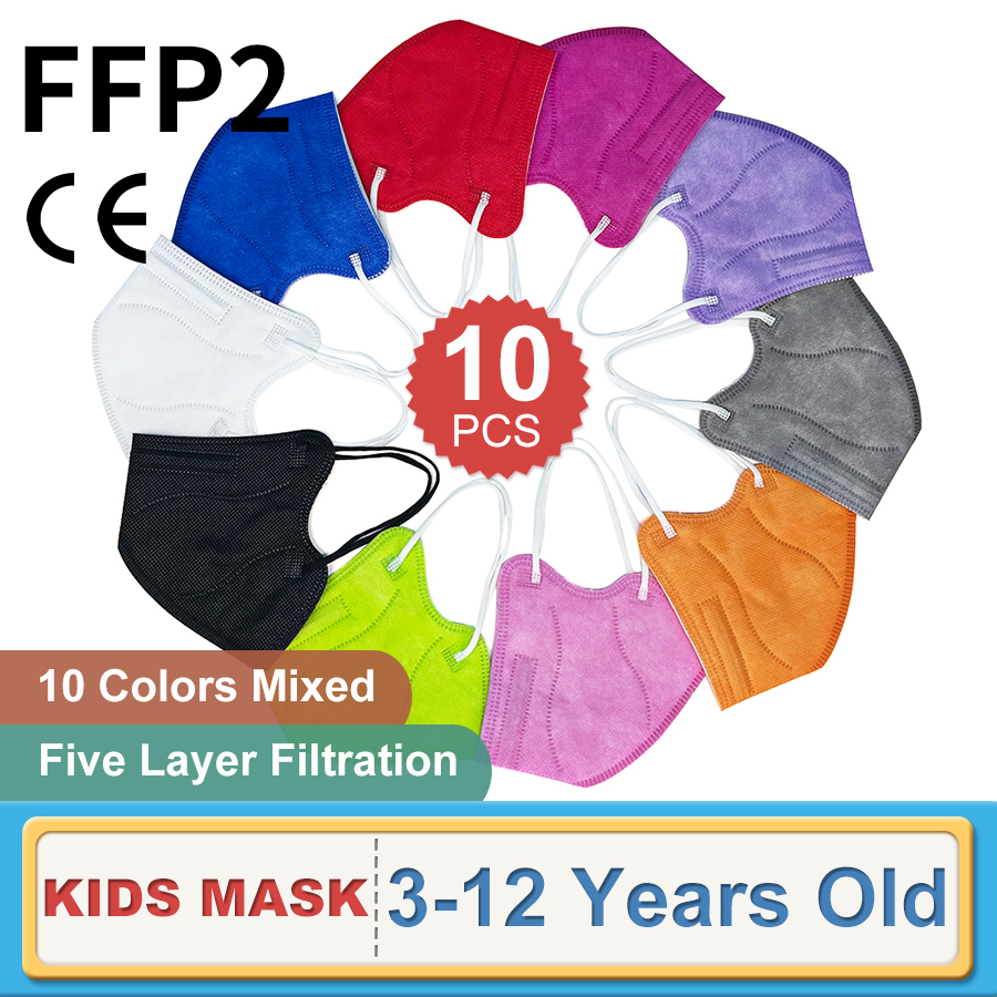 Kids Face Mask - 子供用フィルター付きフェイスマスク,保護マスクkn95,3〜12層,10ユニット