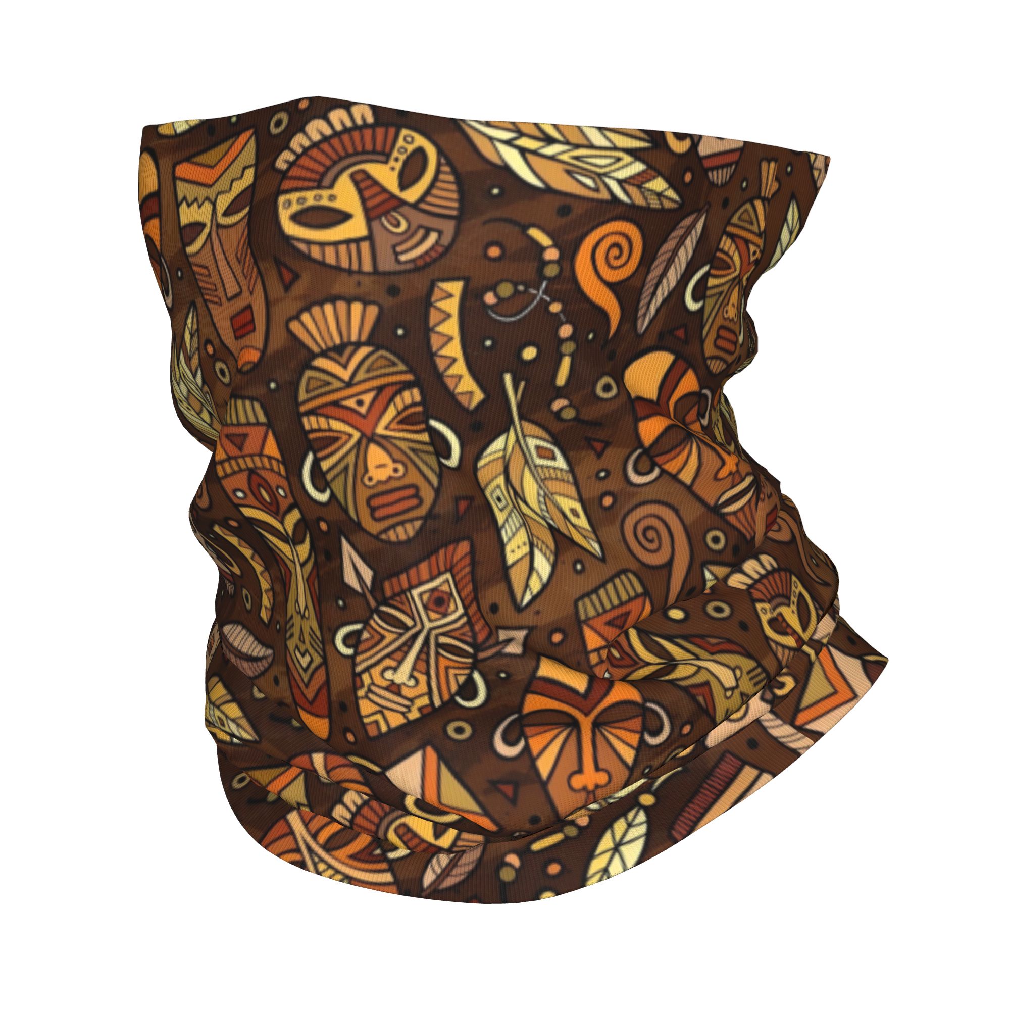 Neck Gaiter Face Cover - カスタムトライバルマスク柄バンダナネックゲイターUVカットフェイススカーフカバー男女兼用アフリカヘッドウェアチューブバラクラバ