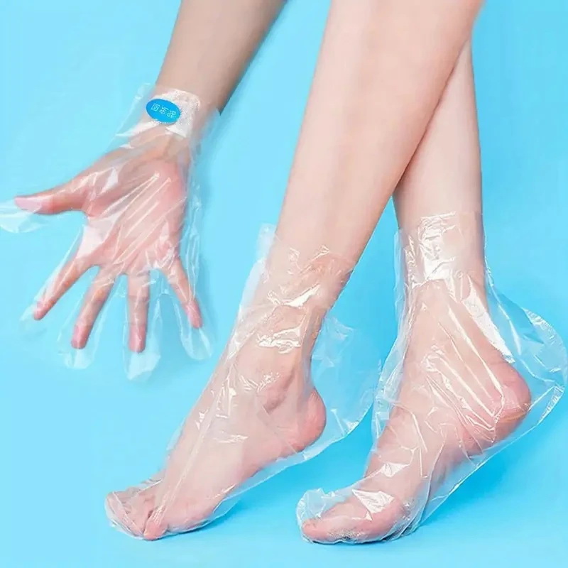 Disposable Mask Blue - 厚手の使い捨てハンドマスクグローブ、使い捨てフットマスクフットカバー、青い粘着ドット付き多機能フット/ハンドカバー