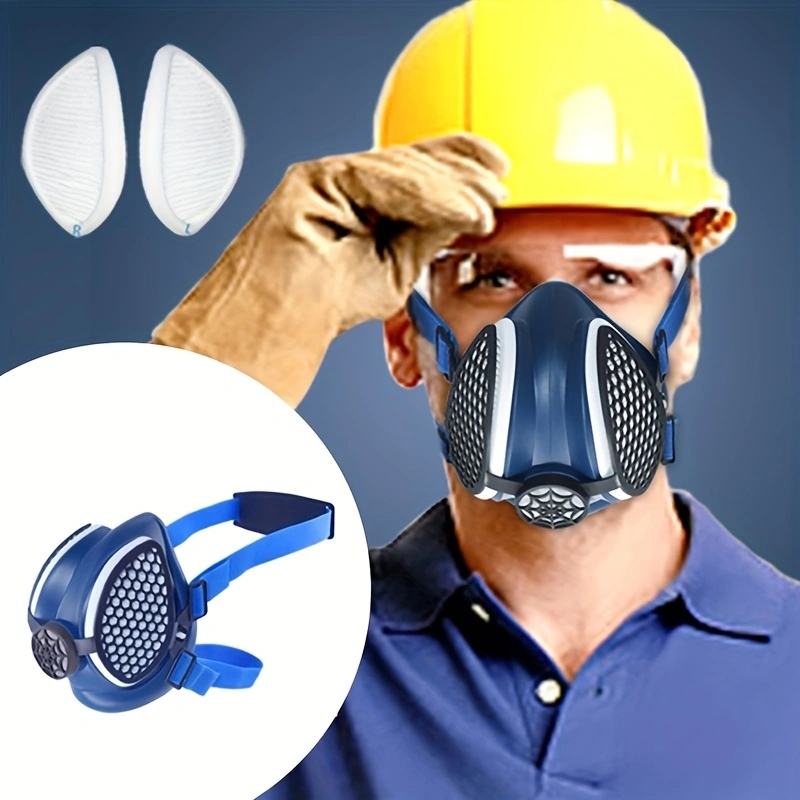 Kn95 Respirator Mask - 交換可能で再利用可能なフィルター付きシリコンハーフマスクマスク、塗装用防塵作業用安全保護フェイスマスク