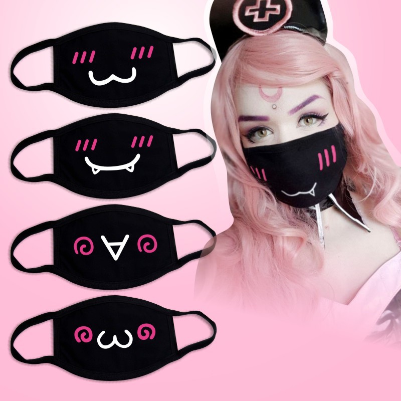 Respirator Half Face - 黒綿マスクユニセックス冬暖かい肥厚ハーフフェイス口マスク綿漫画パターン防塵抗マスクマスク