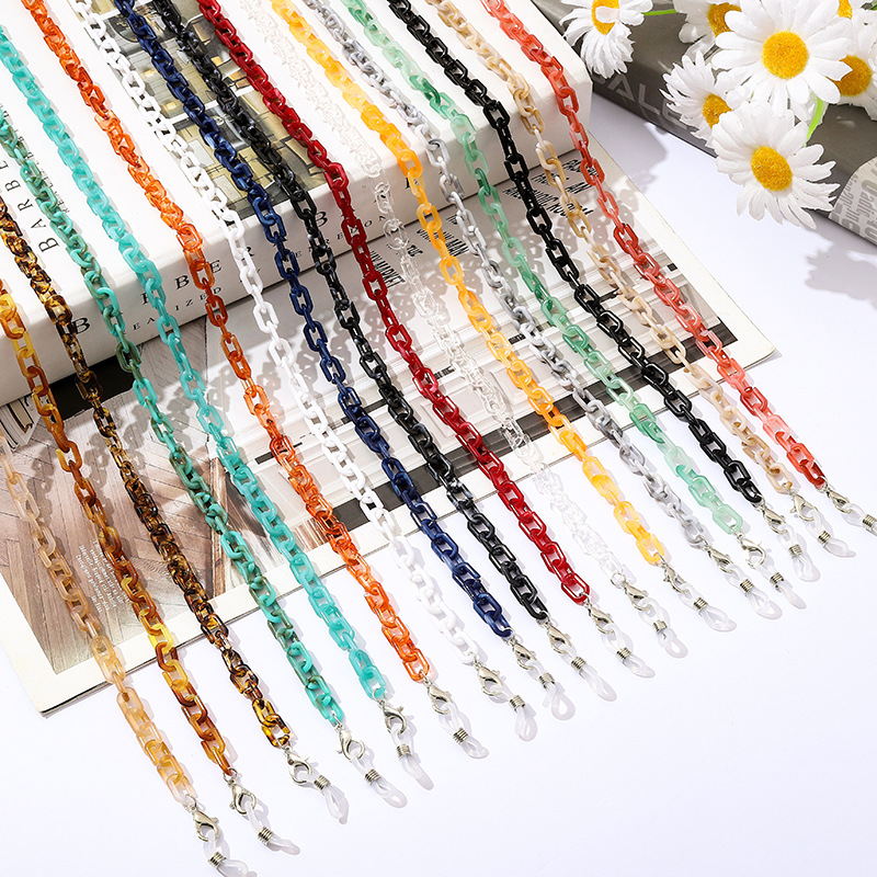 Mask Chain Holder - 女性用アクリル眼鏡チェーン,フェイスマスク用ストラップ,ブラックコード,ネックストラップ,サングラス用,トレンディ,コレクション2021
