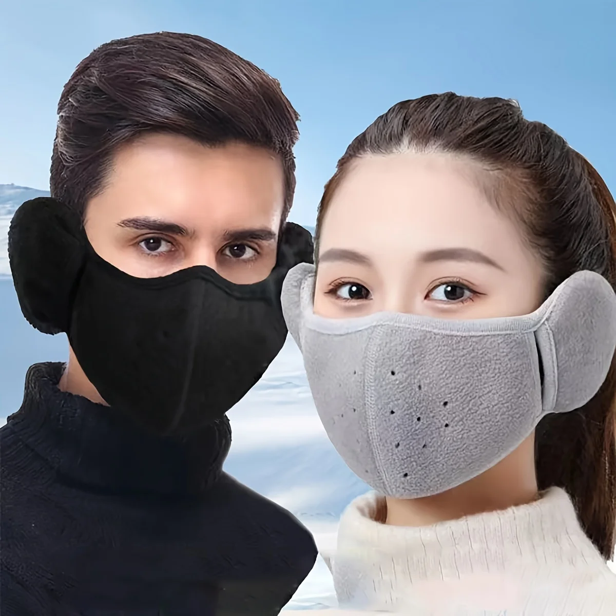 Respirator Half Face - 冬暖かいフェイスマスク防寒通気性イヤーマフ防風3Dポーラーフリースハーフフェイスカバーオートバイ自転車ライディングマスク