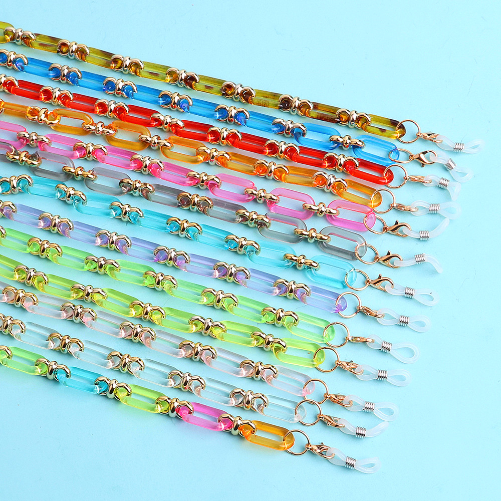 女性用アクリルチェーンと透明リンク付きサングラス,カラフルな - Mask Chain Holder のレビューと価格