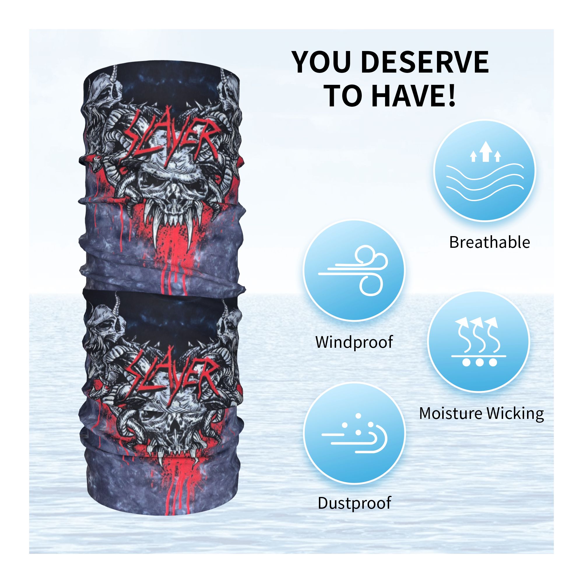 カスタムヘビーメタルロック スレイヤーズ バンダナ ネックウ - Neck Gaiter Face Cover のレビューと価格