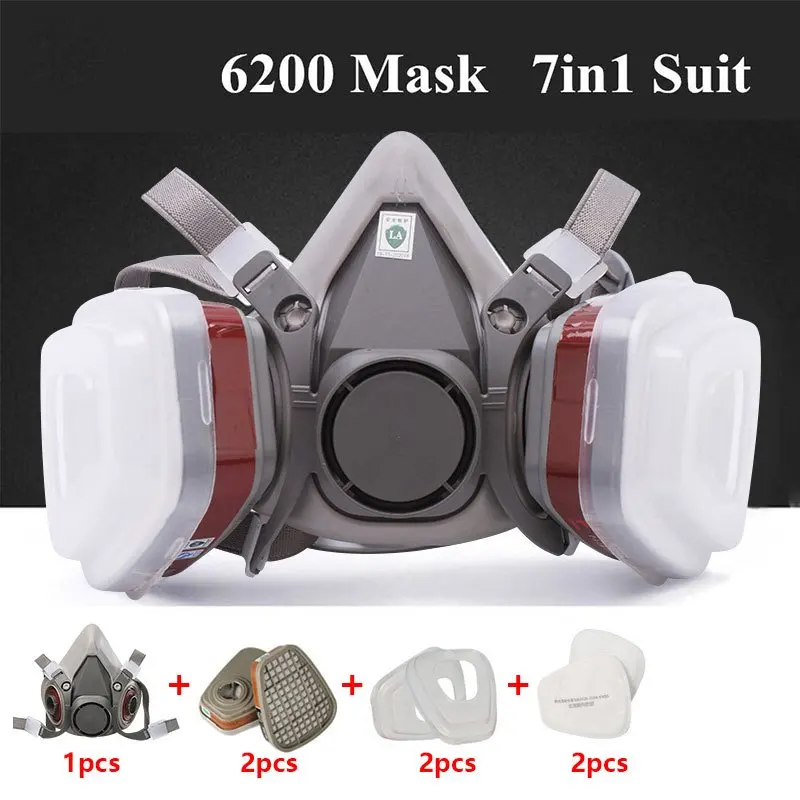 7in1 ガス防護ハーフフェイスマスク、6001、2091、 - Respirator Half Face のレビューと価格