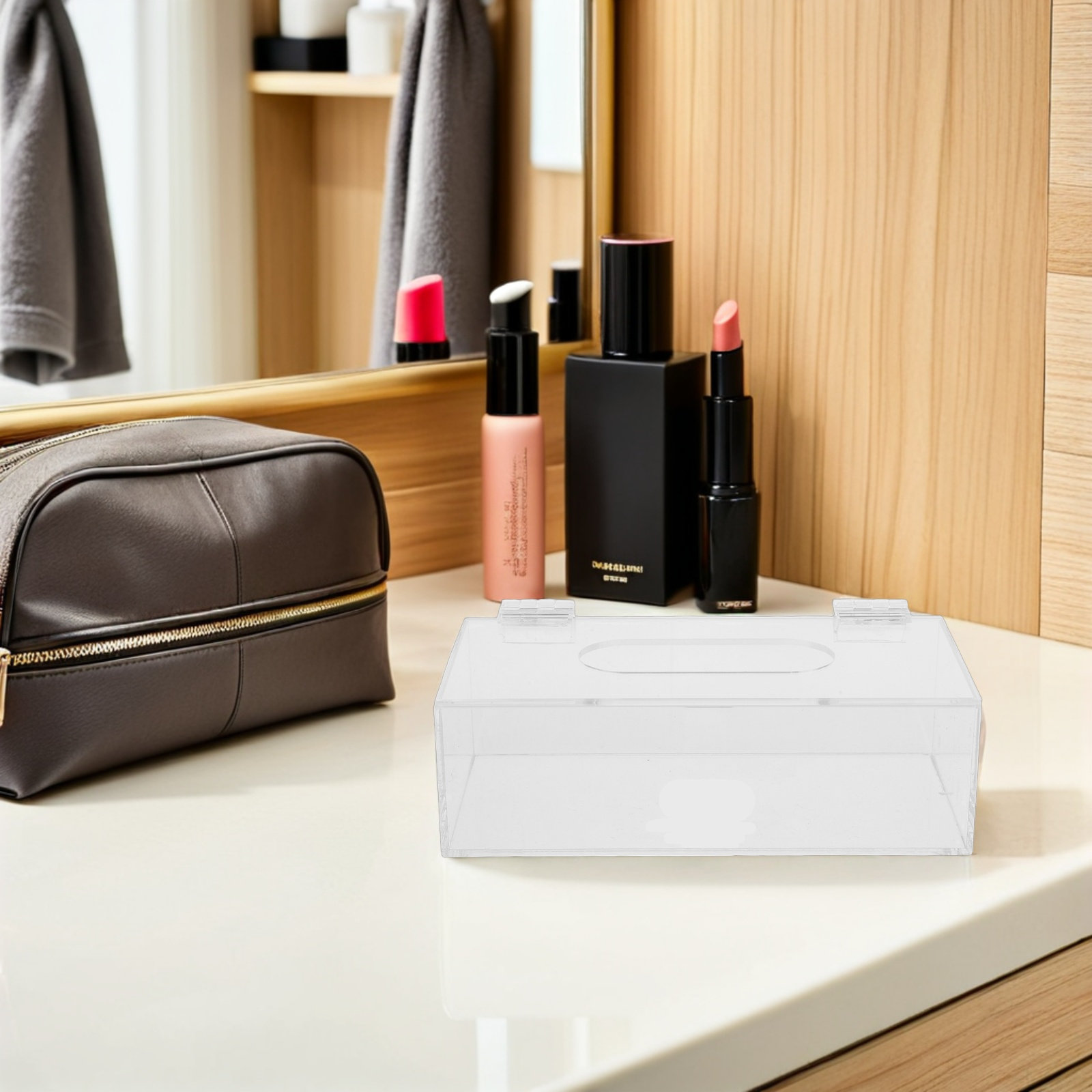 透明アクリル製マスク収納ボックス 7.9x4x2.6インチ  - Face Mask Storage Box のレビューと価格