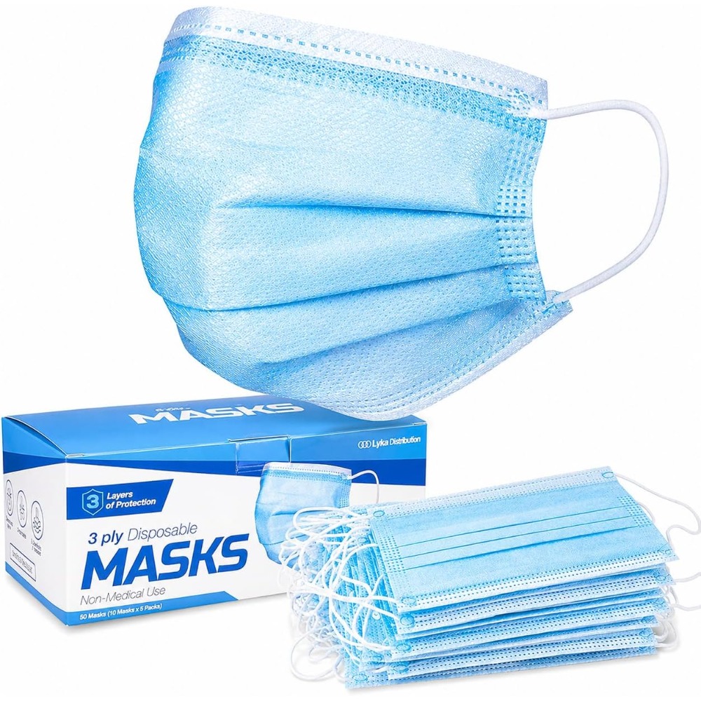 フェイスマスク - 高品質ブルー使い捨てマスク - 3層イヤ - Disposable Mask Blue のレビューと価格