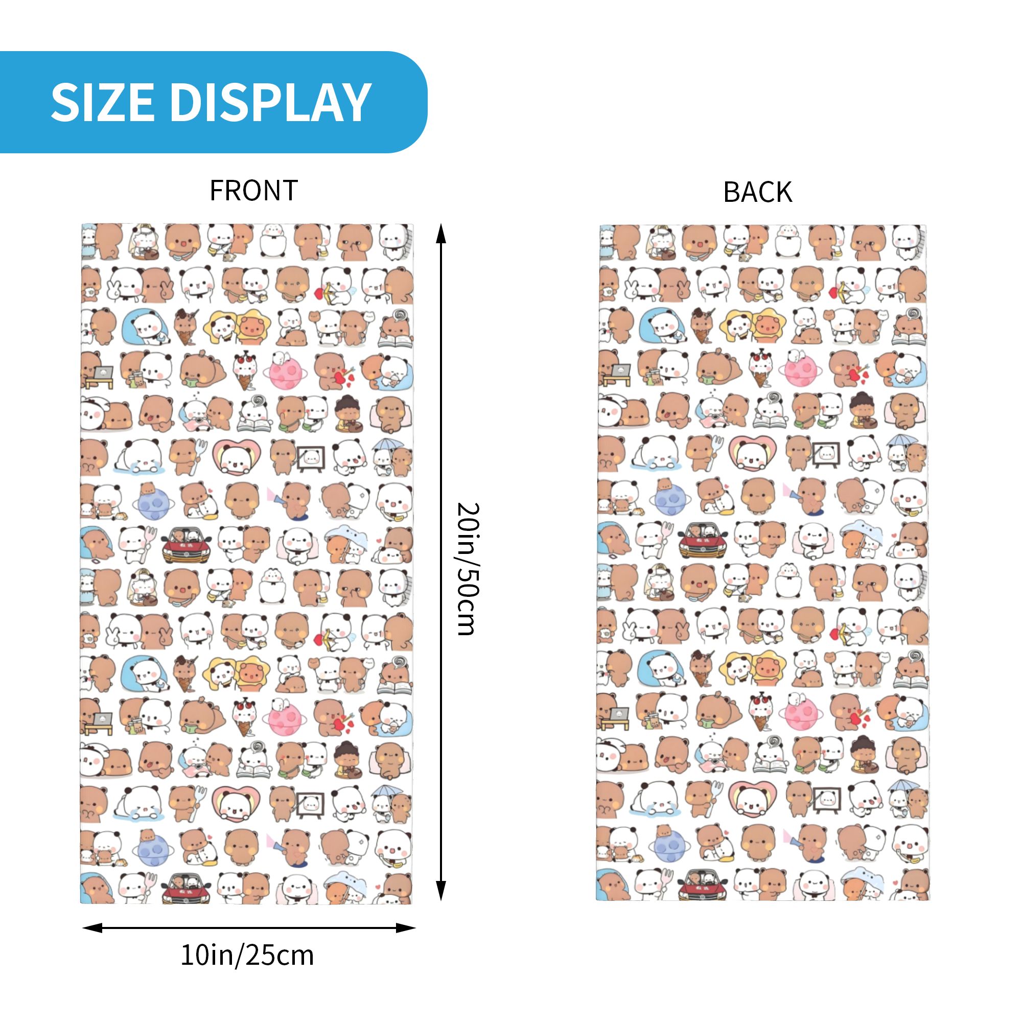 カスタムベア漫画ピーチとゴマブブドゥドゥバンダナネックウォー - Neck Gaiter Face Cover のレビューと価格