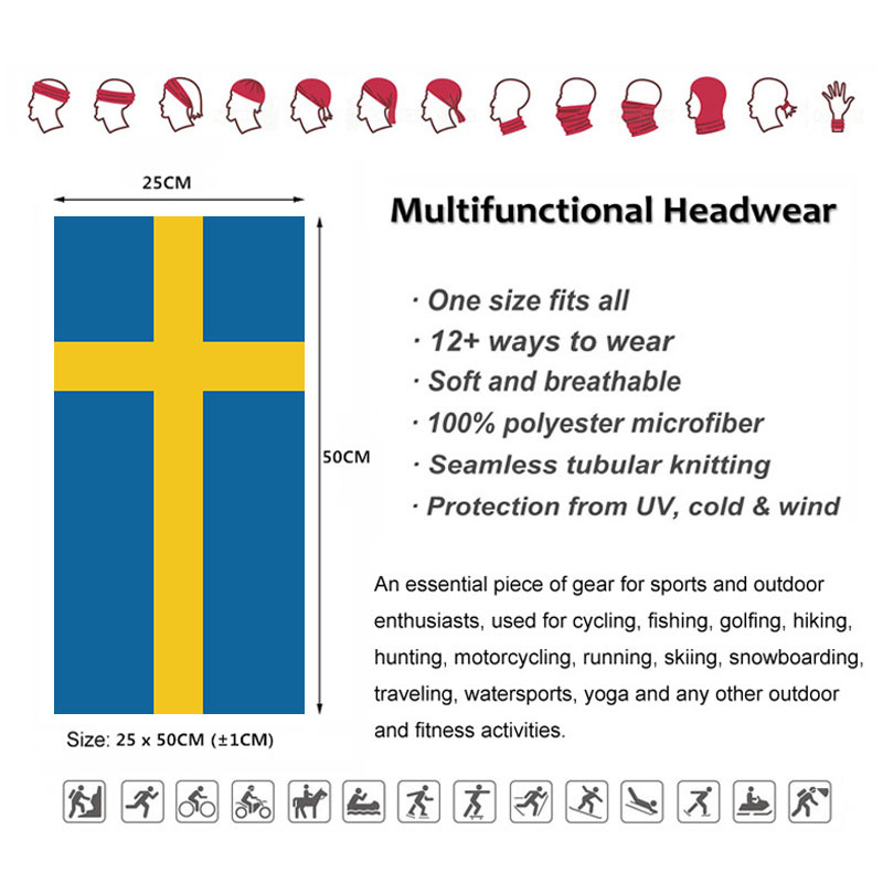 スウェーデン国旗プリントバンダナヘッドウェアライディングバラ - Neck Gaiter Face Cover のレビューと価格
