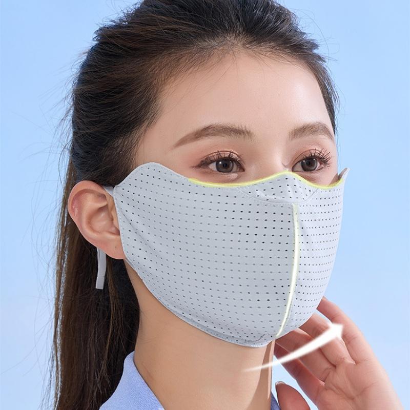UV保護アイスシルクマスク通気性のある洗える無地フェイスカバ - Sports Mask Breathable のレビューと価格