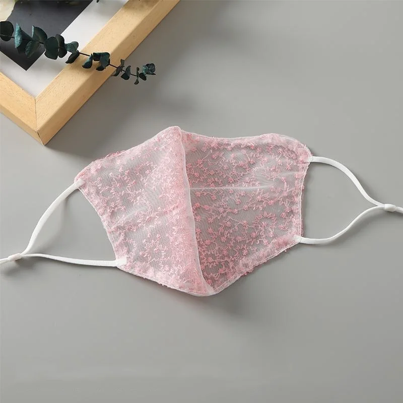 1/2pc ブラックホワイトレースフェイスマスク再利用可能な - Cloth Face Mask Washable のレビューと価格