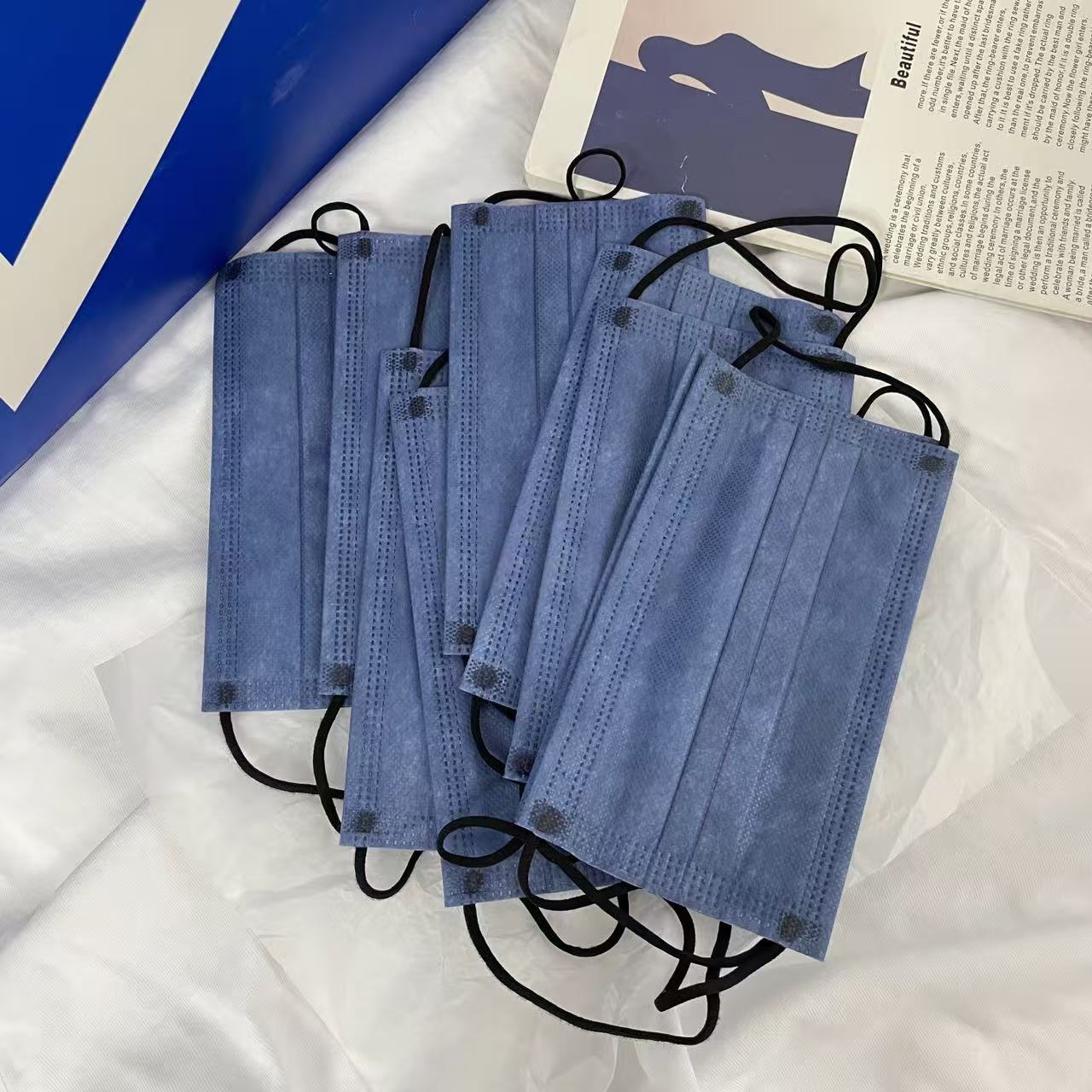 200枚 厚手デニムブルー 4層使い捨てフェイスマスク -  - Disposable Mask Blue のレビューと価格