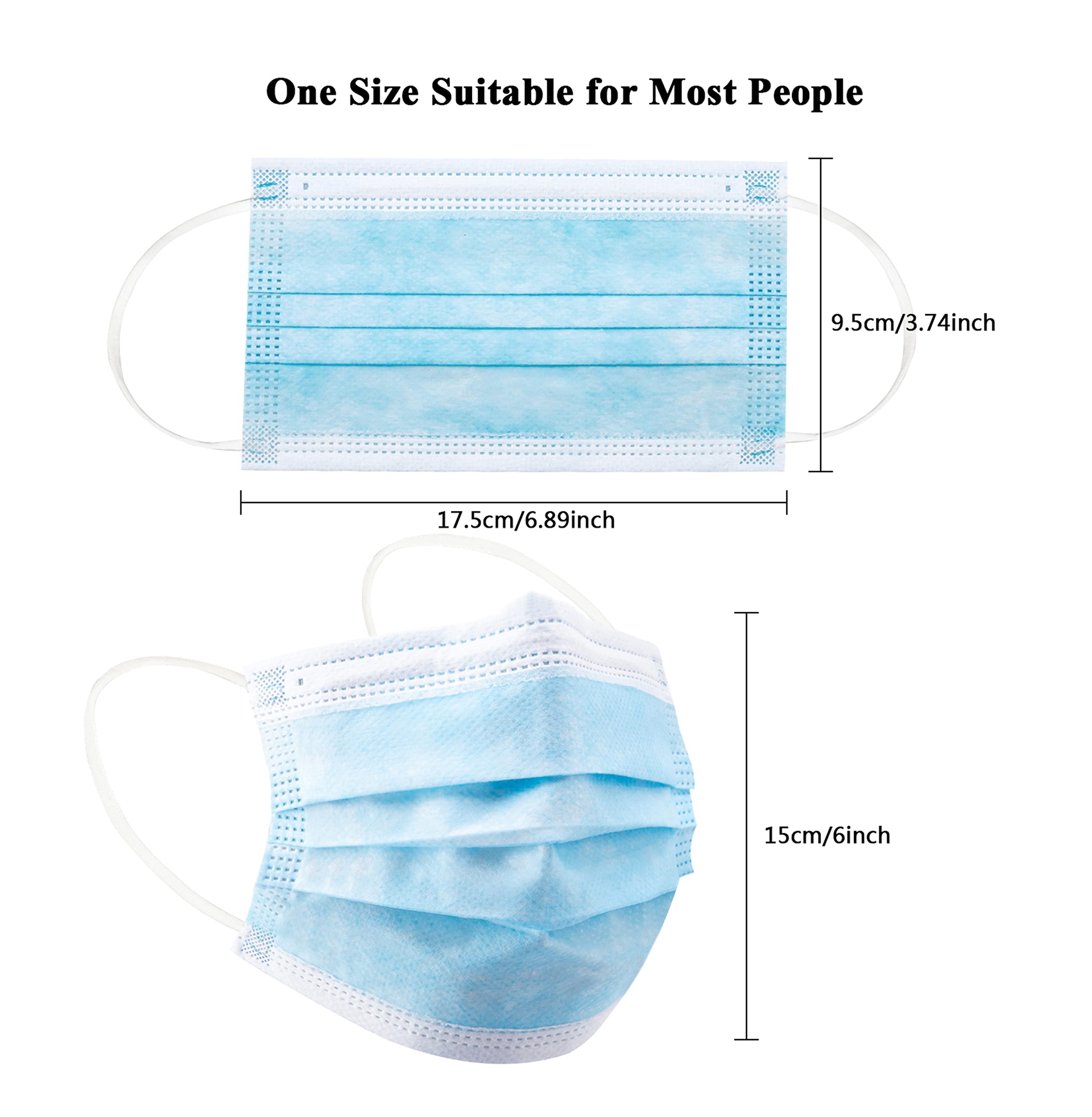 3層使い捨てフェイスマスク,3層の通気性と快適性,安全シール - Disposable Mask Blue のレビューと価格