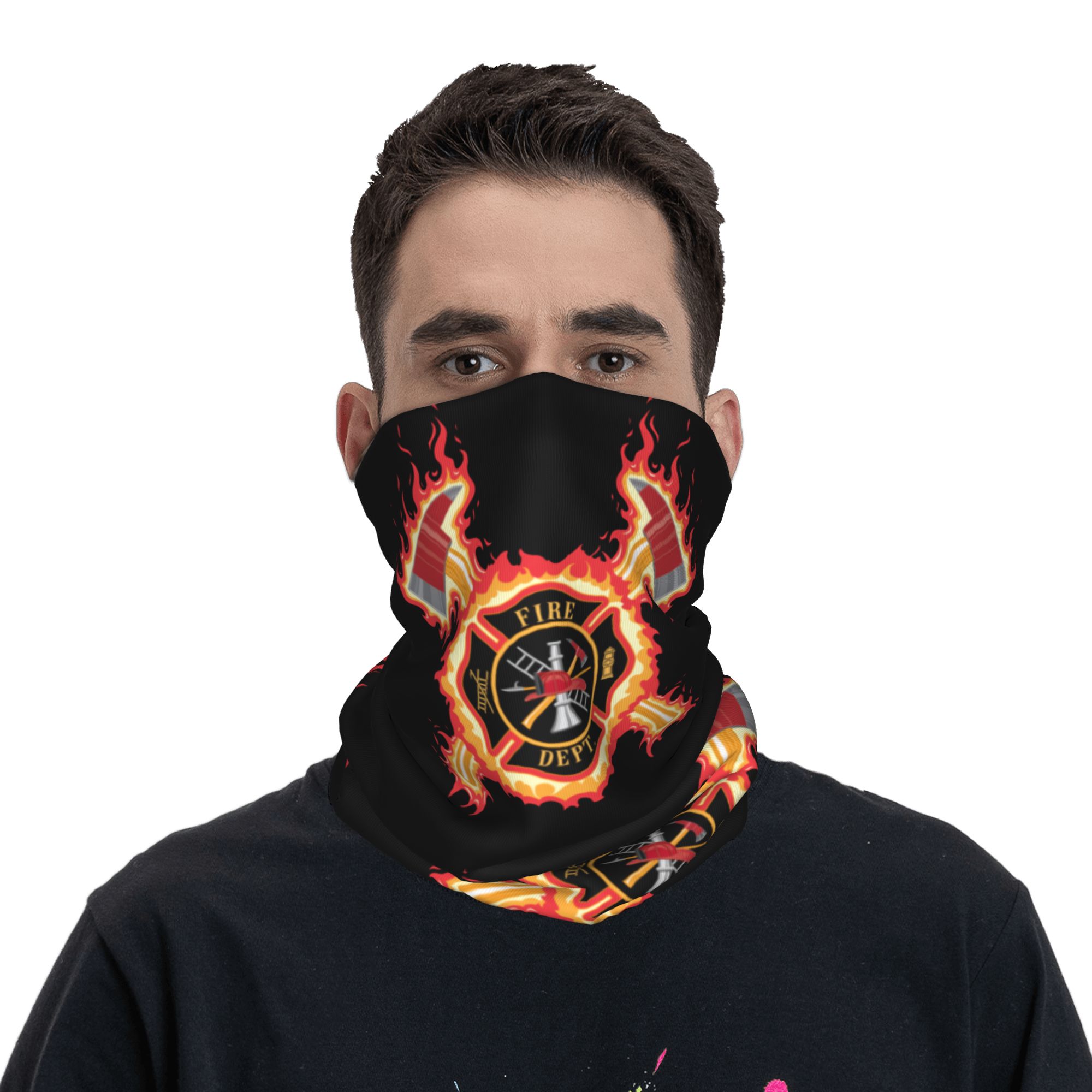 カスタム消防士クロスバンダナネックウォーマー男女兼用冬用ハイ - Neck Gaiter Face Cover のレビューと価格