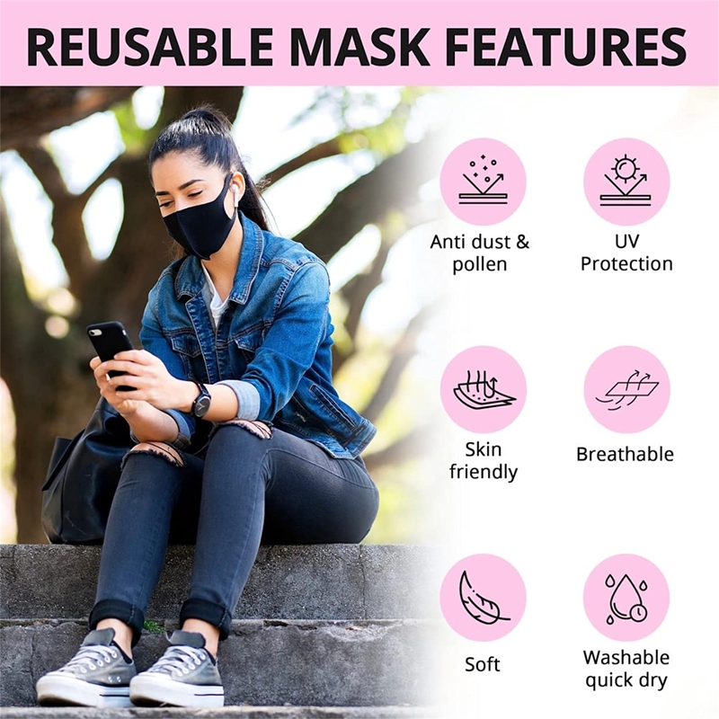 5/10 個ファッション固体イヤーループマスク春防塵洗える再 - Cloth Face Mask Washable のレビューと価格