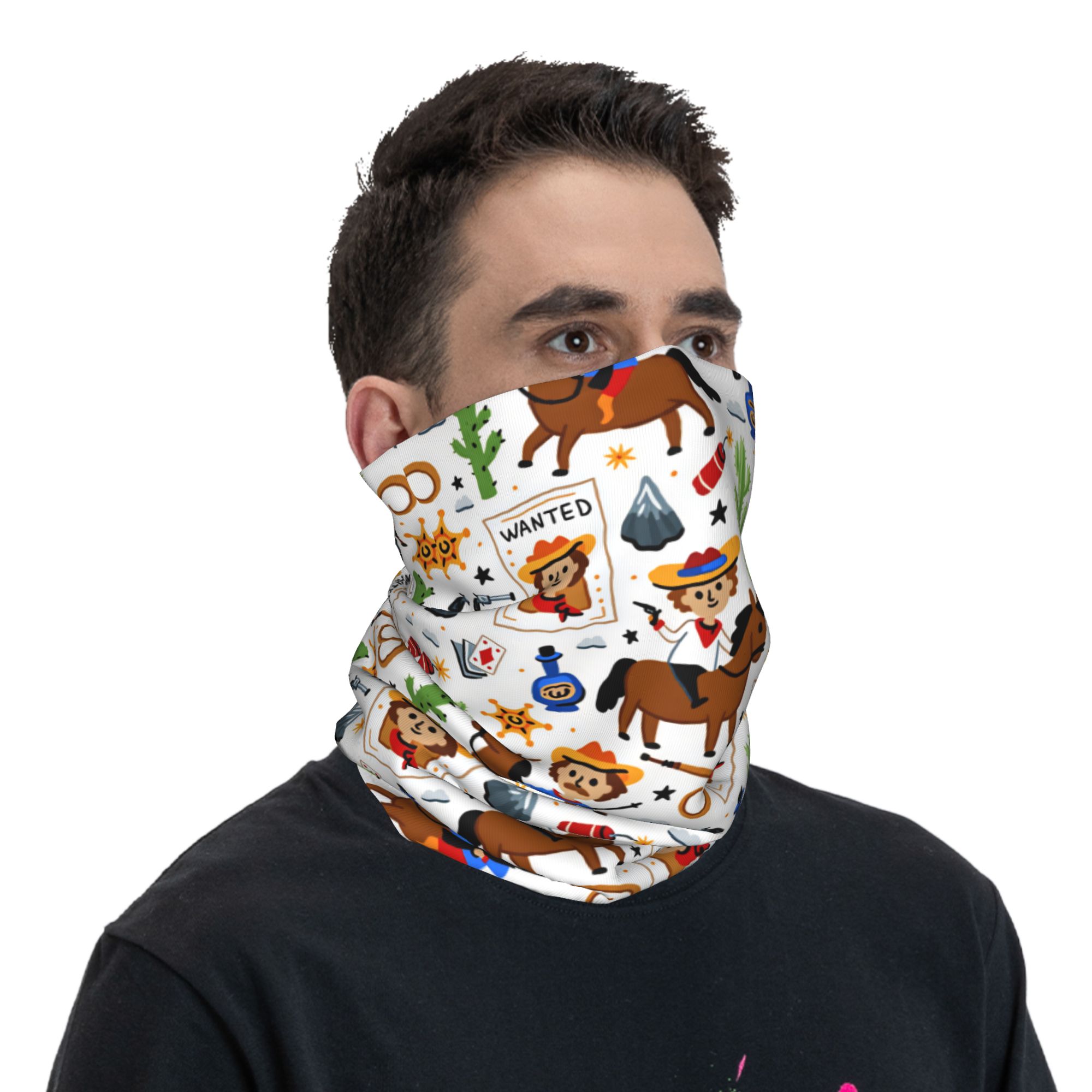 漫画キッズウエスタンカウボーイバラクラバ狩猟釣りサイクリング - Kids Face Mask のレビューと価格