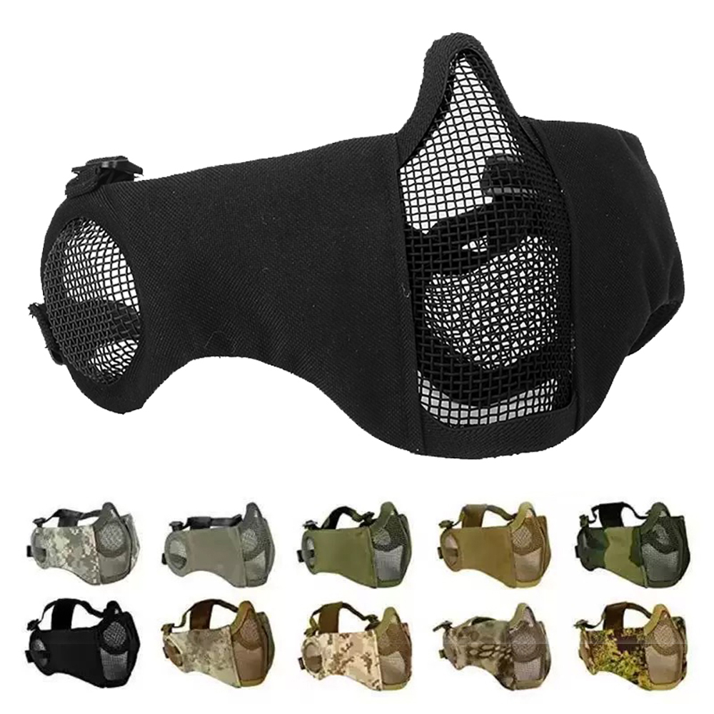 戦術調整可能ペイントボール保護メッシュマスク狩猟エアソフトハ - Respirator Half Face のレビューと価格