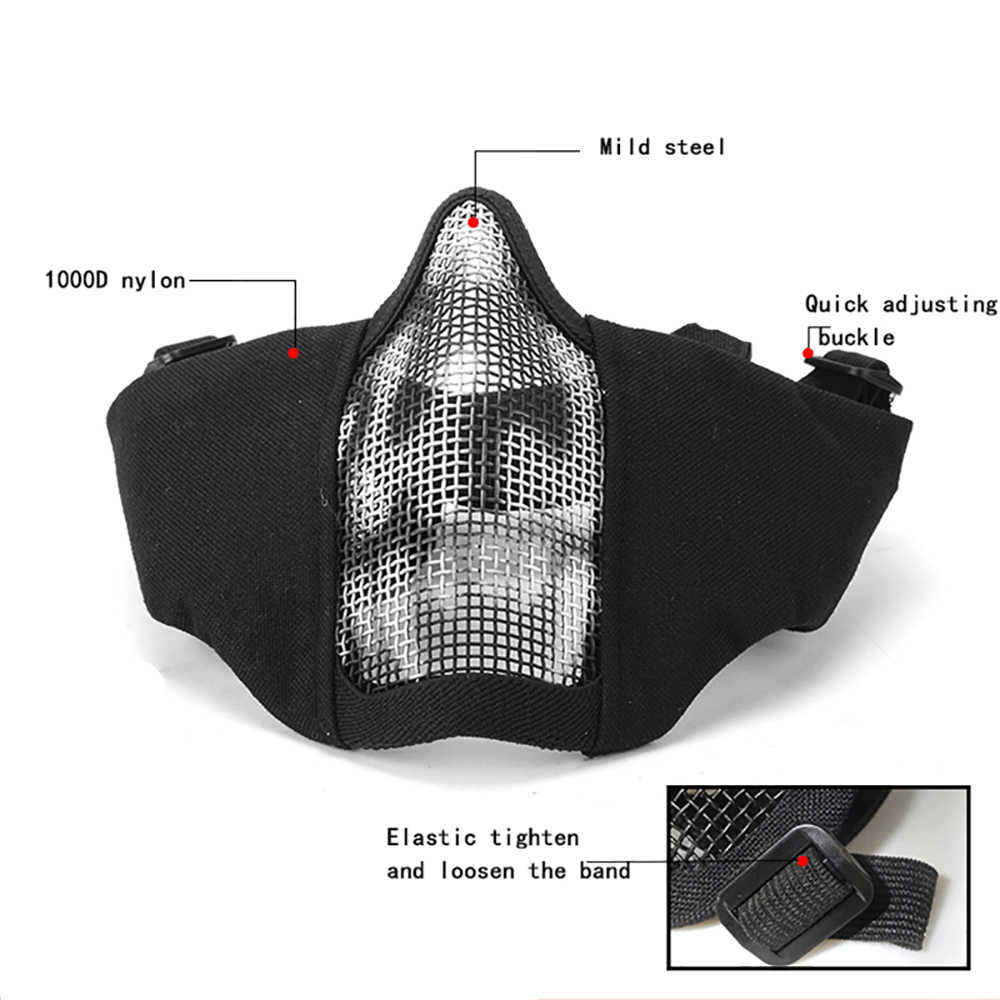 戦術調整可能ペイントボール保護メッシュマスク狩猟エアソフトハ - Respirator Half Face のレビューと価格