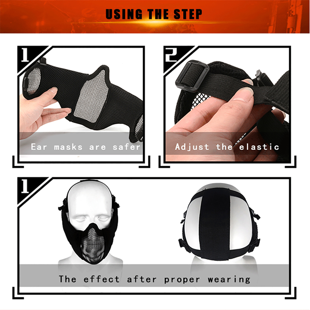 戦術調整可能ペイントボール保護メッシュマスク狩猟エアソフトハ - Respirator Half Face のレビューと価格