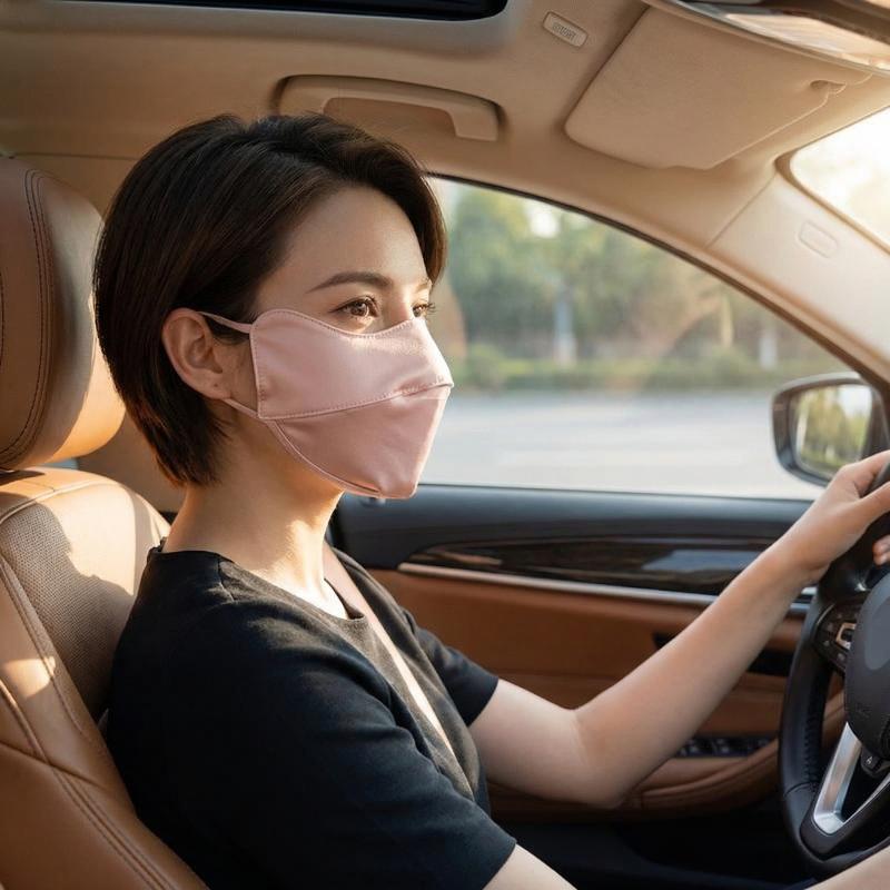 新しい通気性のあるアイスシルクマスク洗える抗紫外線日焼け止め - Kids Face Mask のレビューと価格