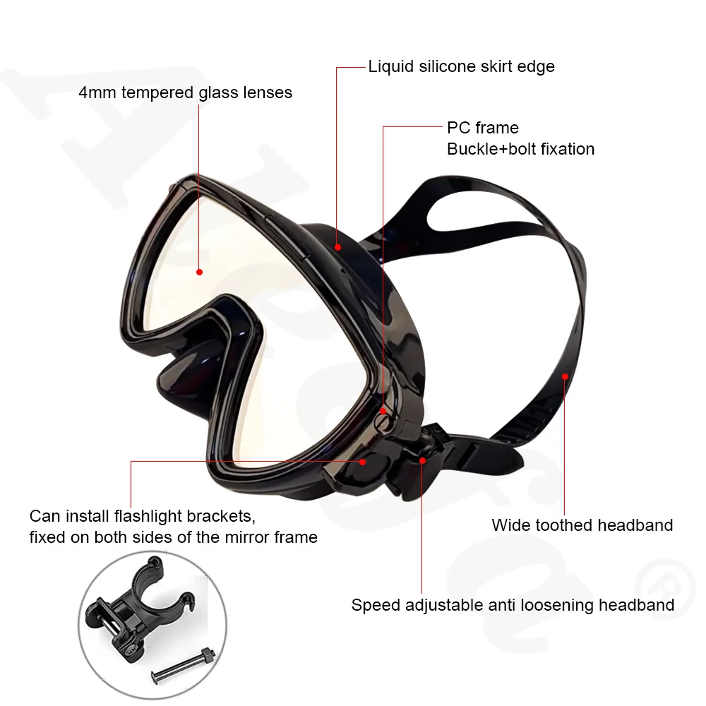 懐中電灯ブラケット付きスキューバダイビングマスク、液体シリコ - Silicone Mask Bracket のレビューと価格
