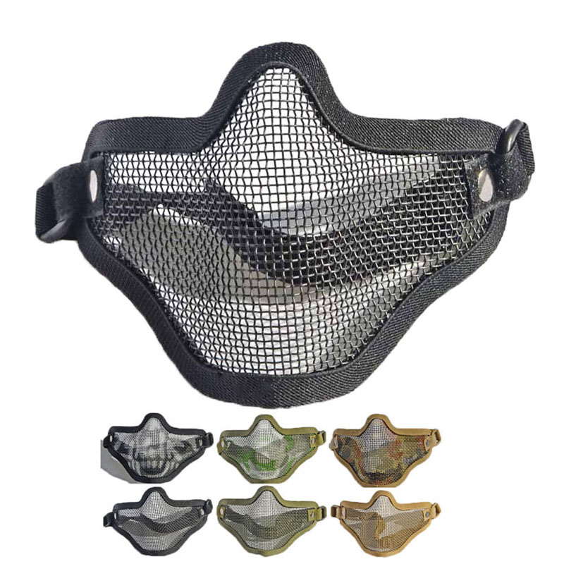 戦術的な金属鋼ワイヤーハーフフェイスマスク低炭素抗衝撃フェン - Respirator Half Face のレビューと価格