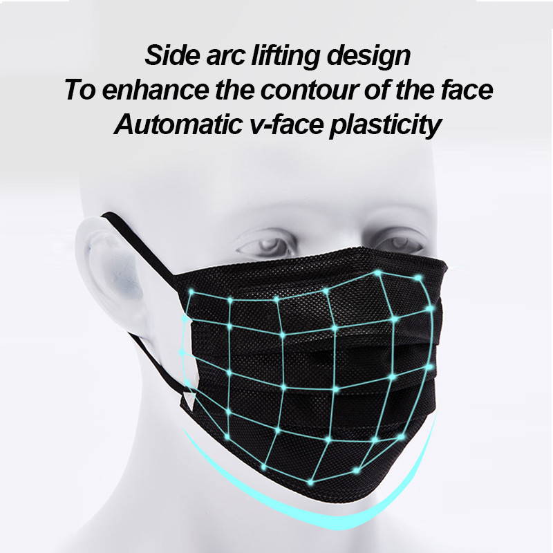 100-400枚入り ブラックマスク 使い捨てマスク 不織布 - Disposable Surgical Mask のレビューと価格